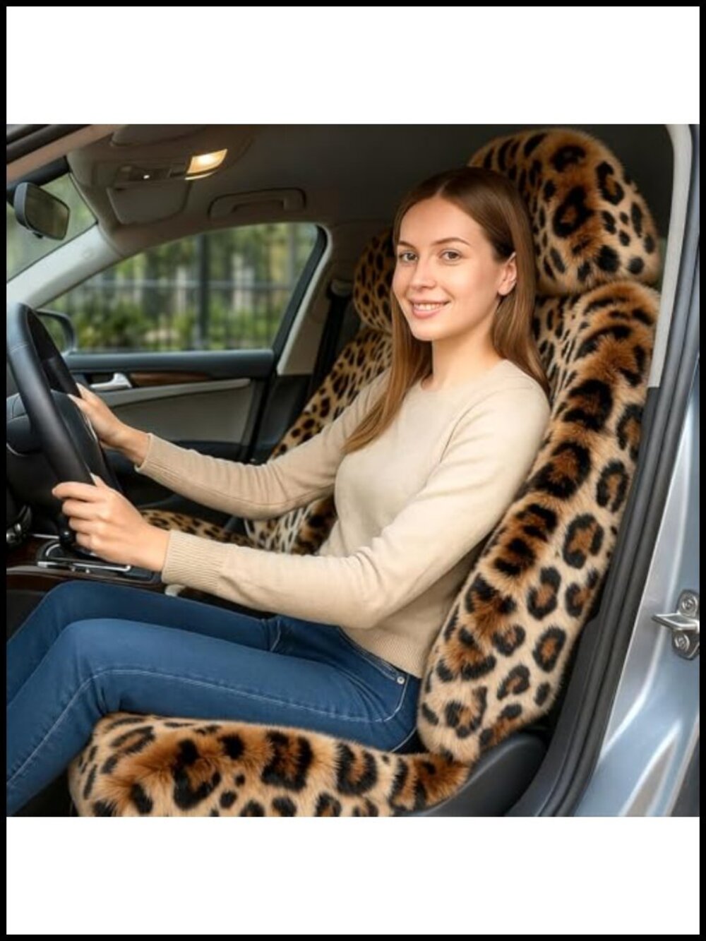 Fluffy Car Seat Cover Plush Faux Fur Winter Seat Protector Universal Fit